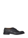 DOUCAL'S BLACK WOVEN LEATHER LACE-UP SHOES