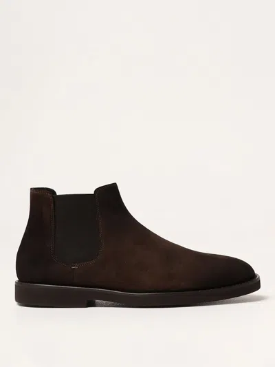 Doucal's Washed Leather Suede Beetle Boots In Dark Brown