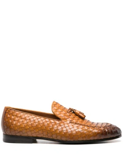 Doucal's Brown Interwoven Loafers