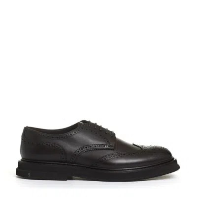 Doucal's Brown Leather Lace-up With Holes