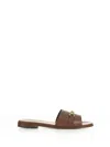 DOUCAL'S BROWN LEATHER SLIPPER WITH HORSEBIT