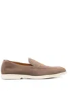 Doucal's Moc-stitching Suede Loafers In Brown