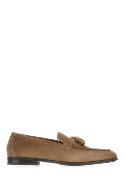 Doucal's Brown Suede Loafers In Juke Camel