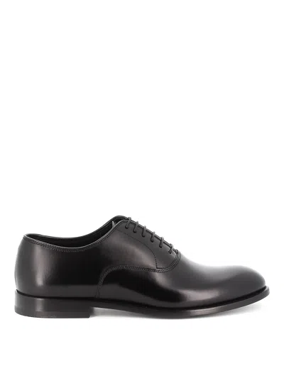 Doucal's Brushed Leather Black Oxford Shoes