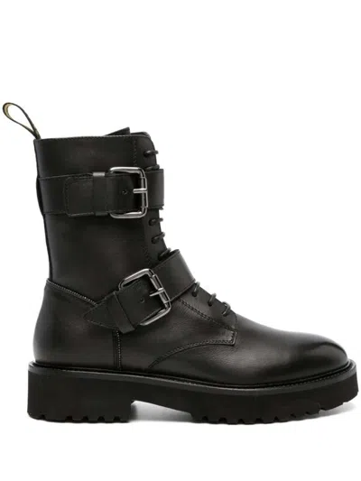 Doucal's Buckled Lace-up Leather Boots