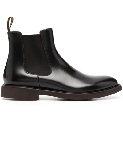 Doucal's Black Leather Chelsea Ankle Boot