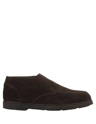 Doucal's Dark Brown Suede Slip-on Ankle Boots In Braun