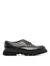 Doucal's Polished Black Derby Shoes With Calf Leather Sole In Black