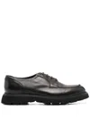 Doucal's Polished Black Derby Shoes With Calf Leather Sole In Black