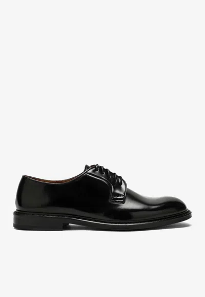 Doucal's Derby Shoes In Smooth Leather In Black