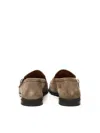 Doucal's Double Buckle Leather Moccasin In Beige
