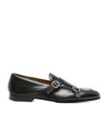 Doucal's Double-buckle Leather Monk Shoes In Black