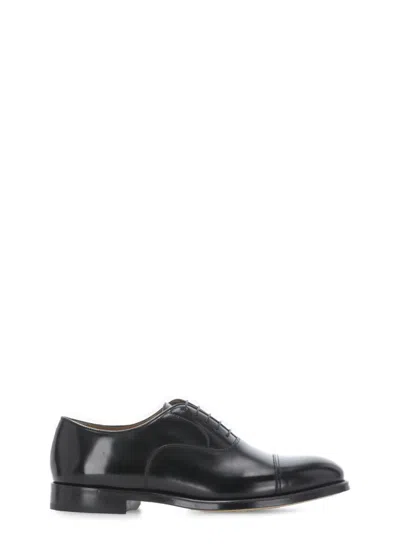 DOUCAL'S DOUCAL'S BLACK SMOOTH LEATHER LACE-UP SHOES