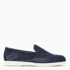 Doucal's Blue Suede Moccasin In Blue