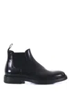 Doucal's Black Leather Ankle Boot In Blue