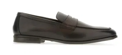 Doucal's Brown Smooth Leather Loafers In Grey