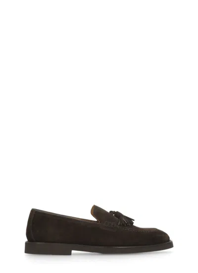 Doucal's Brown Suede Leather Loafers In Dark