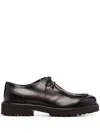 Doucal's Dark Brown Calfskin Derby Shoes With Decorative Seams