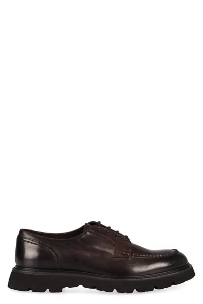 Doucal's Derby Lace Up Comb Seams In Brown