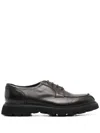 Doucal's Polished Black Derby Shoes With Calf Leather Sole In Black