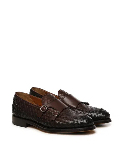 Doucal's Double Buckle Woven Leather Loafers