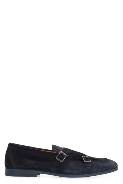Doucal's Duke Suede Monk-strap Shoes In Blue