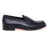 Doucal's Black Leather Moccasin In Black