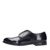 Doucal's Classic Black Derby Shoes Polished Finish In Calf Leather Man In Blu Blu E Verdi