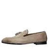 Doucal's Man Loafers Beige Size 11 Leather In Grigio Neri E Grigi