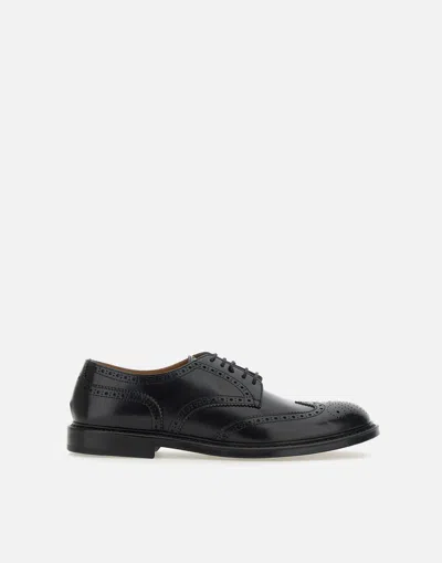 DOUCAL'S DOUCAL'S HORSE LEATHER LACE UP SHOES IN BLACK