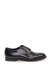 Doucal's Classic Black Derby Shoes Polished Finish In Calf Leather Man