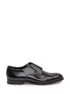 Doucal's Classic Black Derby Shoes Polished Finish In Calf Leather Man In Blue