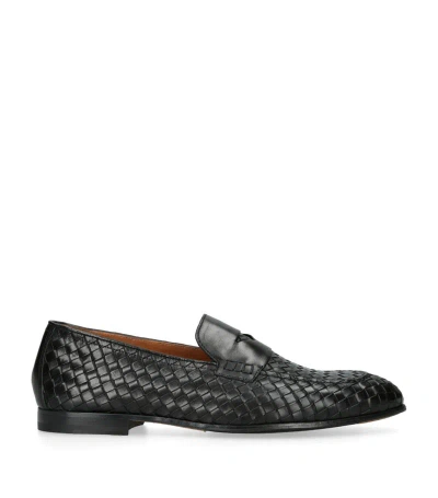 Doucal's Leather Adler Intreccio Loafers In Black
