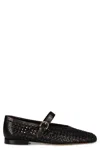 Doucal's Black Leather Ballet Flat With Strap