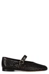 Doucal's Black Leather Ballet Flat With Strap