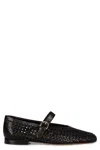 Doucal's Black Leather Ballet Flat With Strap In Black