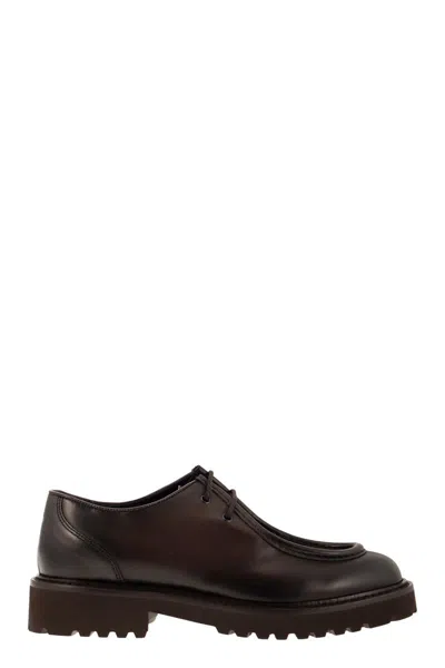 Doucal's Leather Lace-up With Tray In Dark Brown