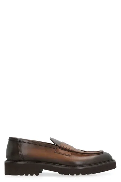 Doucal's Leather Loafers In Brown
