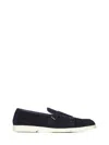 Doucal's Navy Blue Suede Double Monk Strap Loafers Wit In Blue