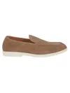 Doucal's Moc-stitching Suede Loafers In Brown