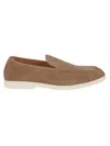 Doucal's Moc-stitching Suede Loafers In Brown