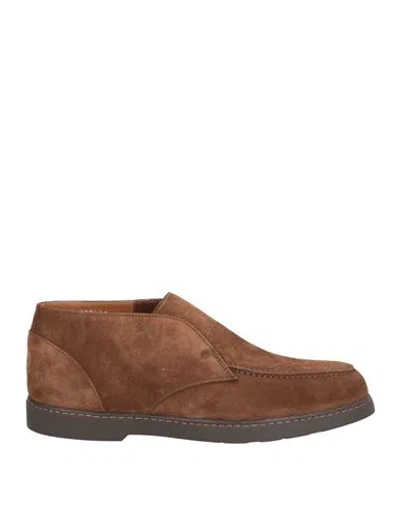 Doucal's Man Ankle Boots Brown Size 11 Leather In Beige
