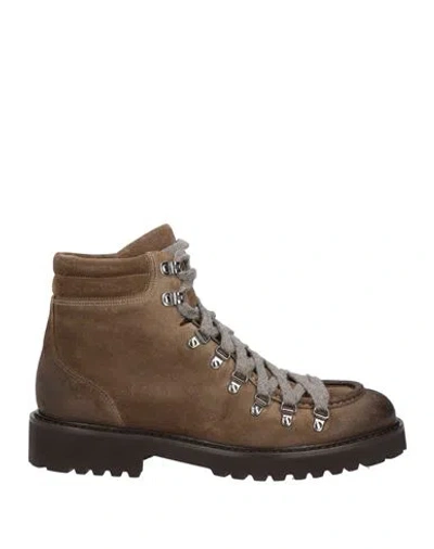 Doucal's Man Ankle Boots Khaki Size 10.5 Leather In Beige