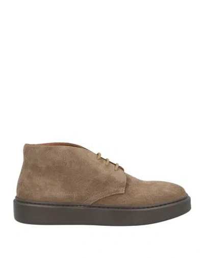 Doucal's Man Ankle Boots Khaki Size 9 Leather In Beige