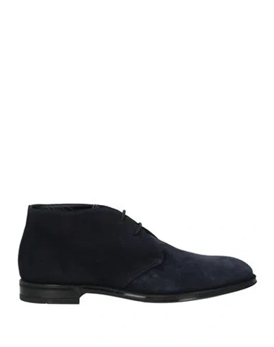 DOUCAL'S DOUCAL'S MAN ANKLE BOOTS MIDNIGHT BLUE SIZE 7 LEATHER
