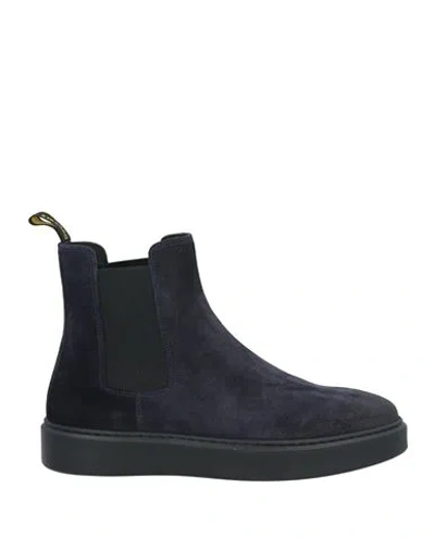 Doucal's Man Ankle Boots Navy Size 6 Leather In Navy Blue