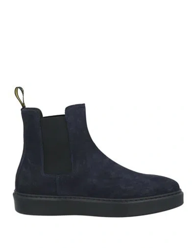 Doucal's Man Ankle Boots Navy Size 6 Leather In Navy Blue