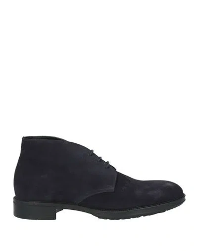 Doucal's Man Ankle Boots Navy Size 9 Soft Leather In Navy Blue