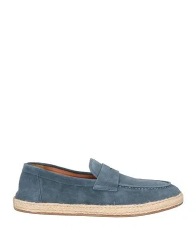 Doucal's Man Espadrilles Pastel Blue Size 8 Leather In Blue