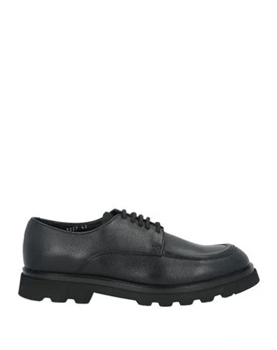 Doucal's Man Lace-up Shoes Black Size 7 Leather, Textile Fibers In Multi